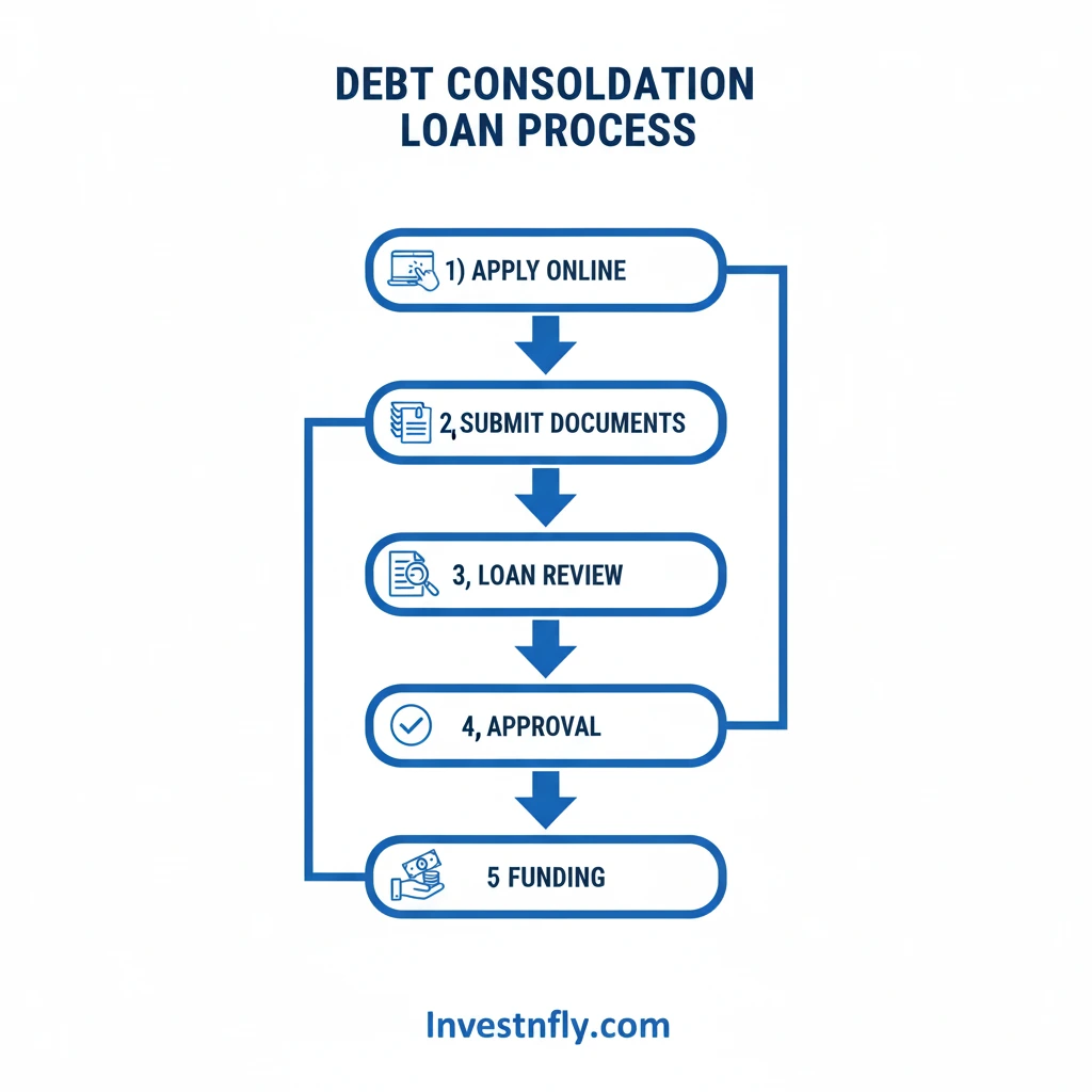 Infographic flowchart showing steps of BHG Financial debt consolidation loan application process