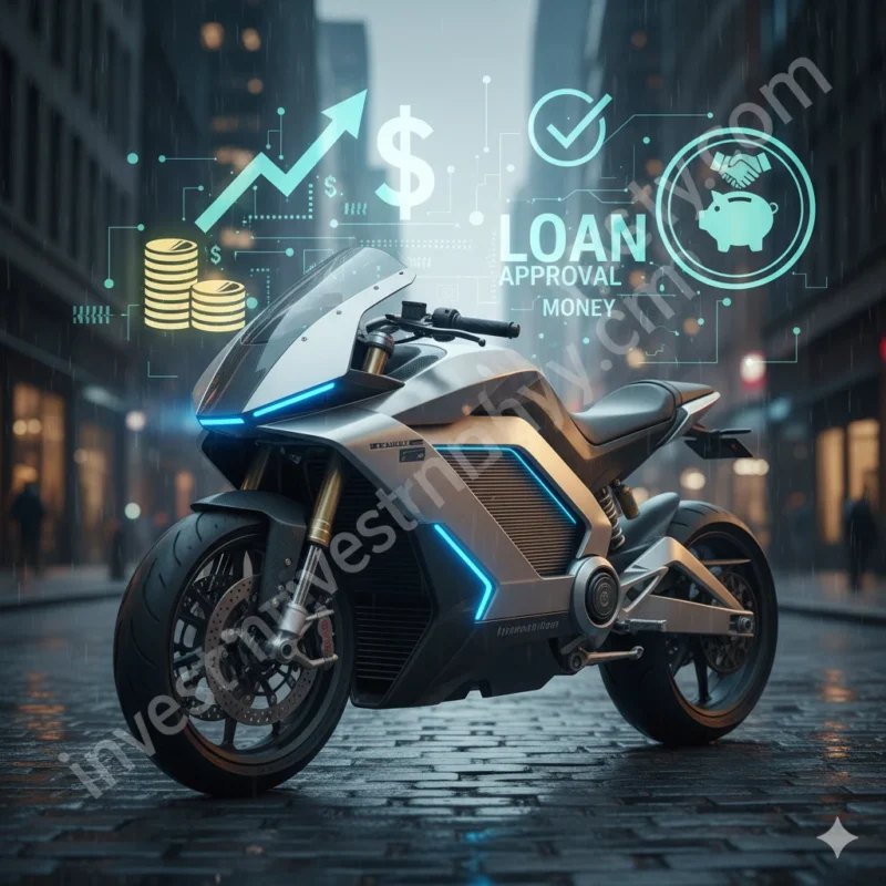 Bad credit motorbike loans hero banner with finance theme background