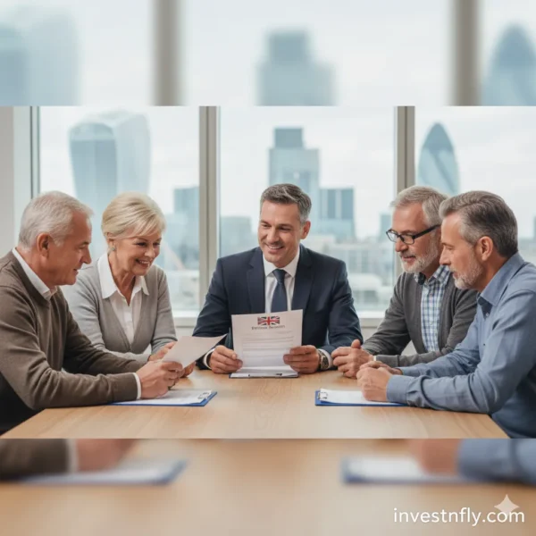 Seniors reviewing British Seniors Life Insurance policy documents in the UK