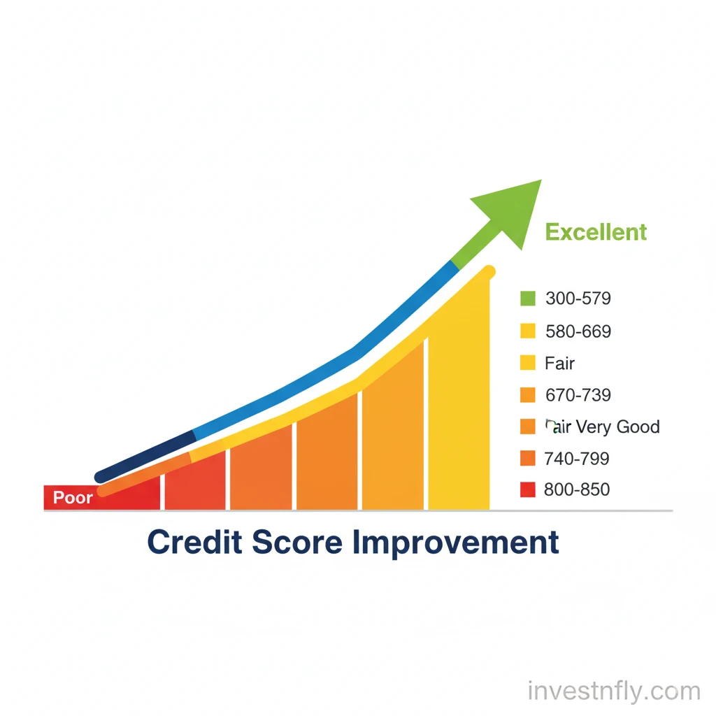 Credit score improvement chart showing steps of credit repair Huntington Beach.