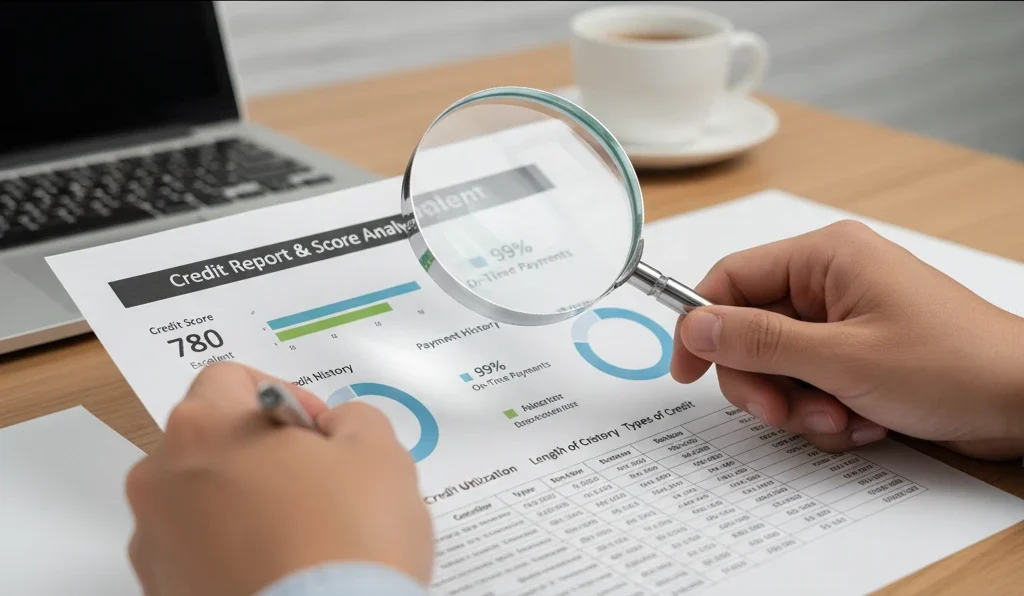Reviewing a credit report for credit repair Huntington Beach residents.