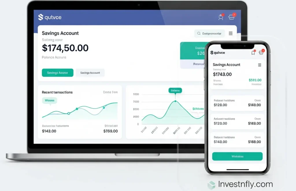 Laptop and mobile screen with Hi Yield savings account online dashboard