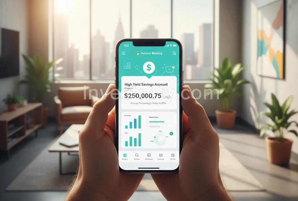Person using mobile banking app to access hi-yield savings account