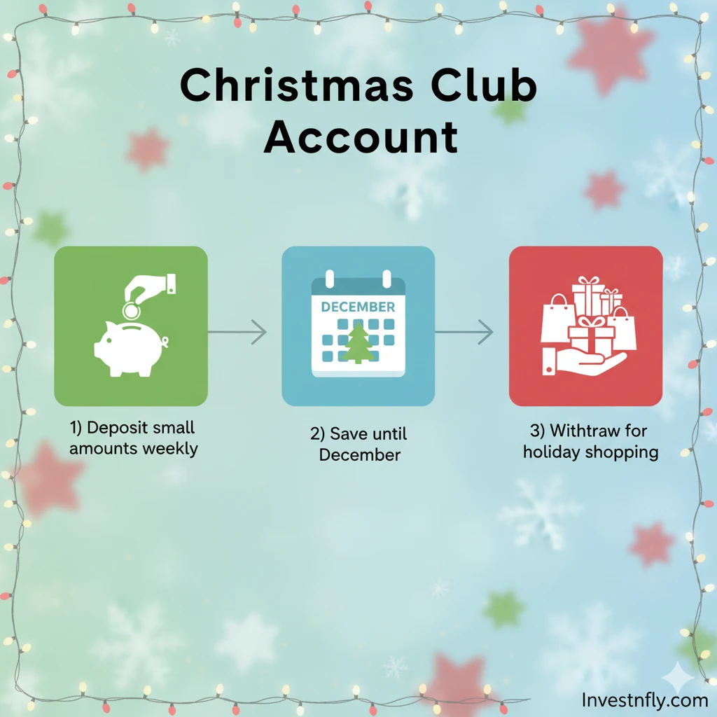Infographic showing process of Christmas Club Account deposits and withdrawals