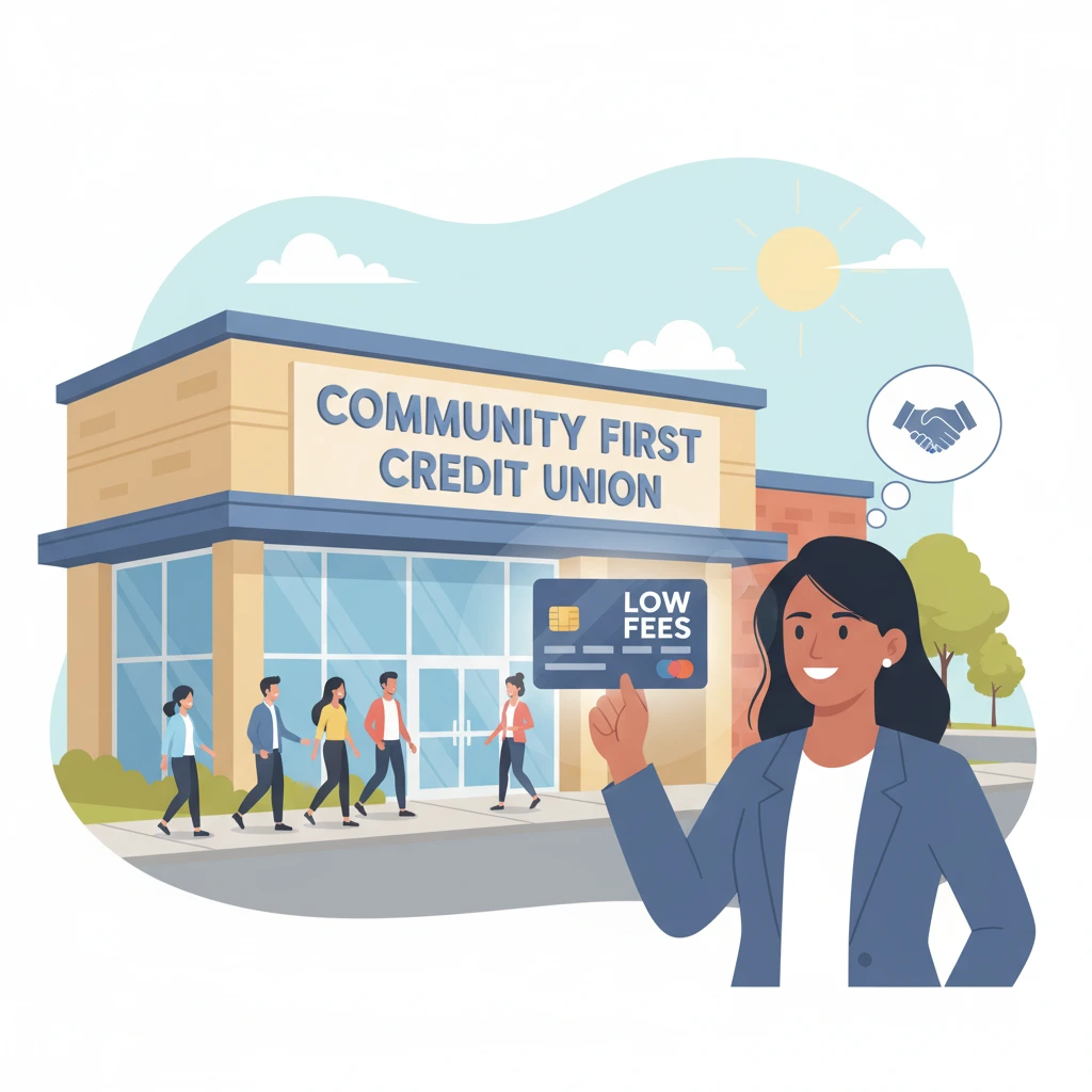 Small business owner receiving a business credit card from a local credit union.