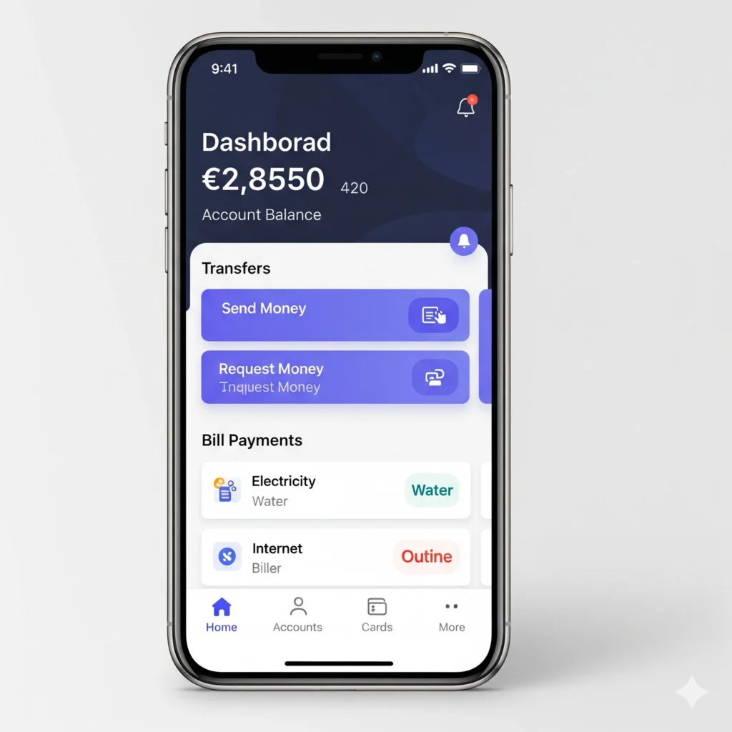 Merrimack Valley Credit Union mobile banking dashboard