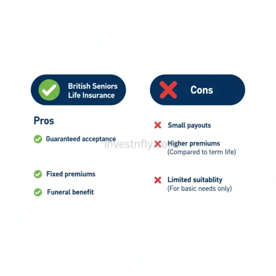 Infographic showing pros and cons of British Seniors Life Insurance