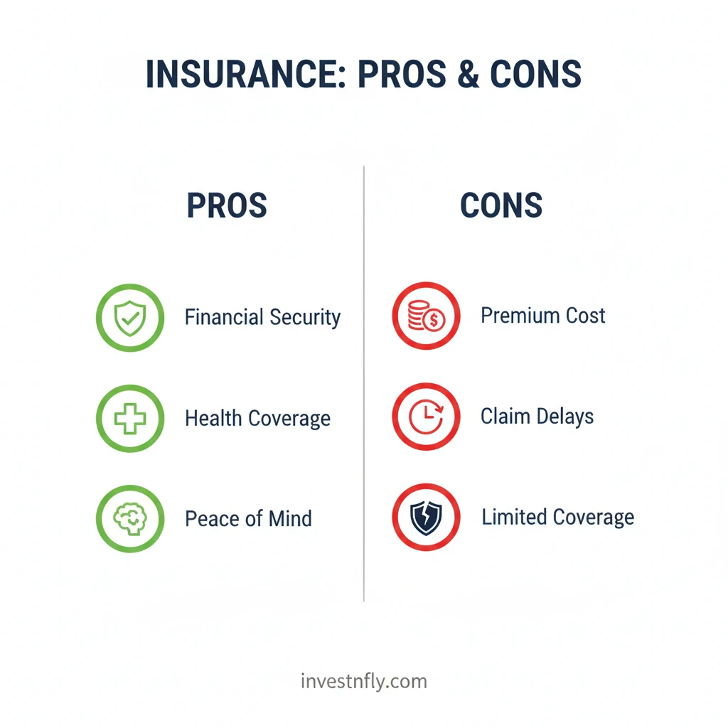 Safex Insurance pros and cons chart with benefits and drawbacks
