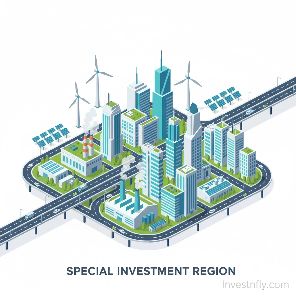 Special Investment Region 2025 smart city and industrial growth illustration