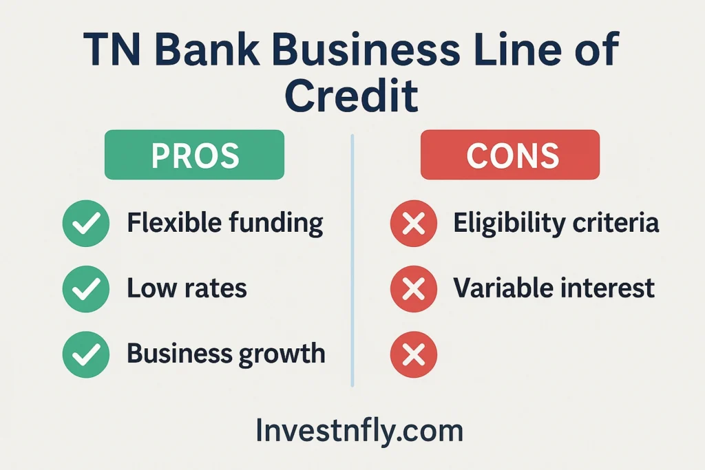 Infographic showing pros and cons of TN Bank Business Line of Credit