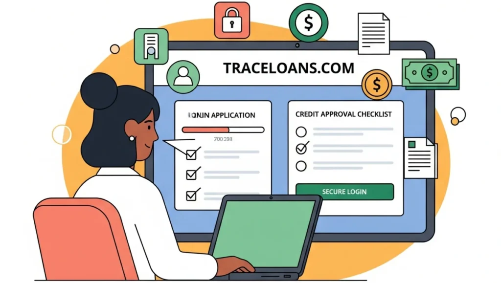 Traceloans.com business loans application process illustration