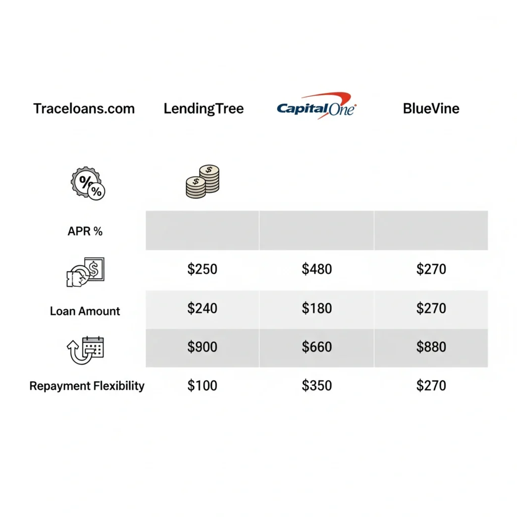 Comparison of Traceloans.com with other small business loan providers