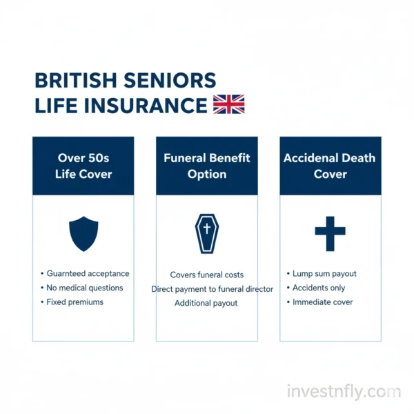 Infographic showing policy types offered by British Seniors Life Insurance in the UK