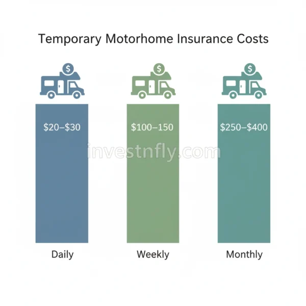 Infographic comparing daily, weekly, and monthly motorhome insurance costs in the USA
